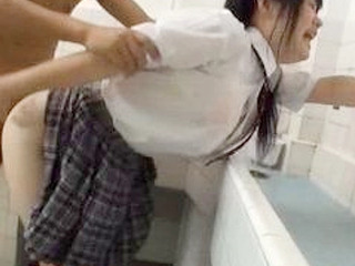 Japanese Schoolgirl's Racy Public Toilet Sex Exposed .