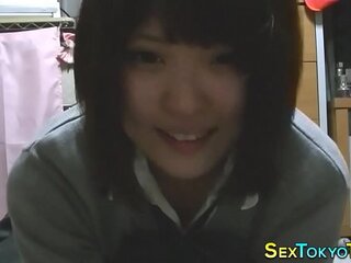 Busty asian teen rubbing